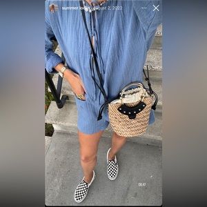 Zara Jumpsuit - textured weave faded blue size small